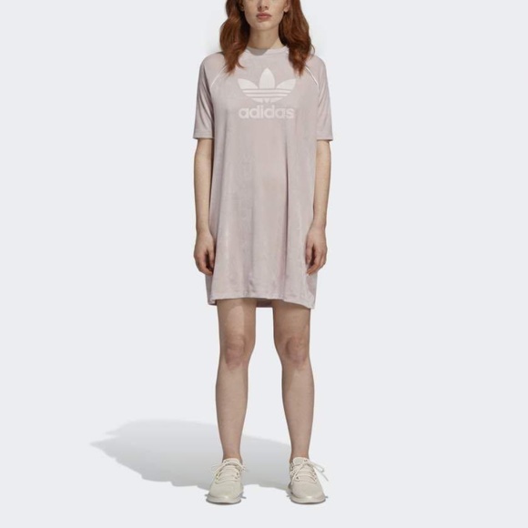 ADIDAS ORIGINALS Women's Velvet Tee Dress in Ice Purple│Size Small - Picture 12 of 17